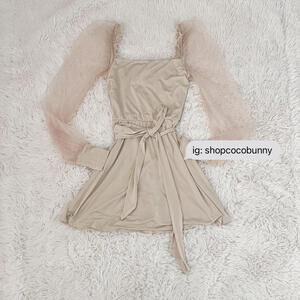 lucy in the sky ari long sleeve dress in champagne